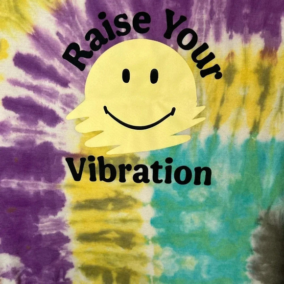 Year of Ours Rainbow Tie Dye Smiley Face Graphic Tee Cropped Baby Top L - Picture 5 of 12